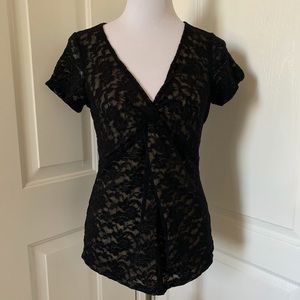 CAbi Black Lace Top Sz  Large